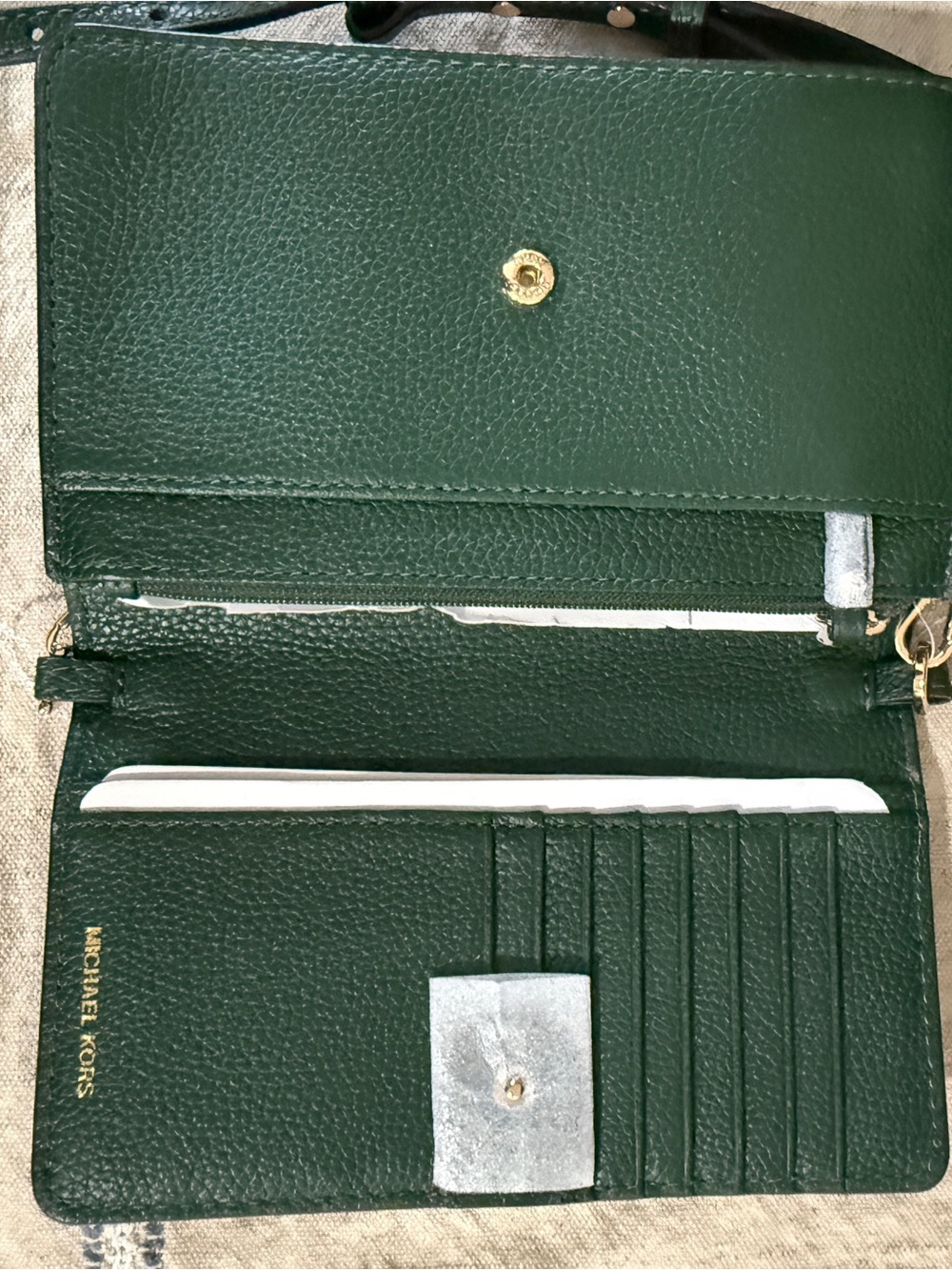 NWT Michael Kors Emerald Green Pebbled Leather Clutch Wallet with Gold Hardware - Picture 5 of 5